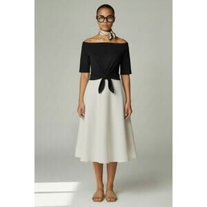 Banana Republic 100% Linen White Midi Skirt High Waist Minimalist Sz 0 Coastal